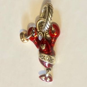 Brighton Maine lobster state charm Red enamel Moveable tail Engraved sash